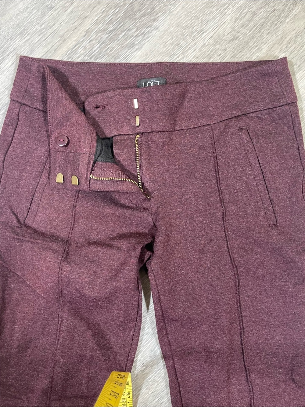 LOFT Skinny Ponte Ankle Pants - Burgundy Plum - Picture 6 of 12